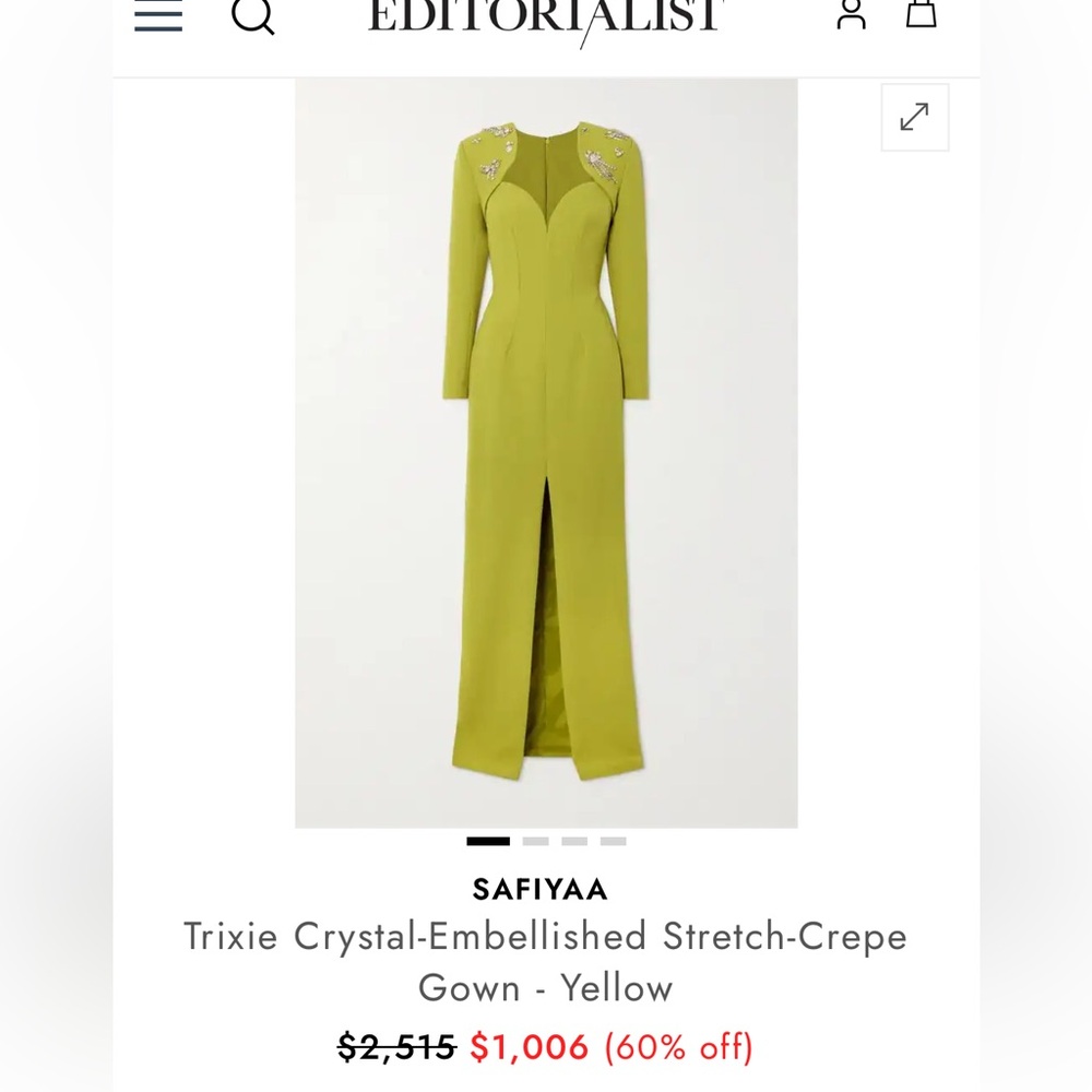 Elegant Long Sleeve Chartreuse Dress - Picture 7 of 13